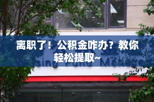 梅列离职了！公积金咋办？教你轻松提取~
